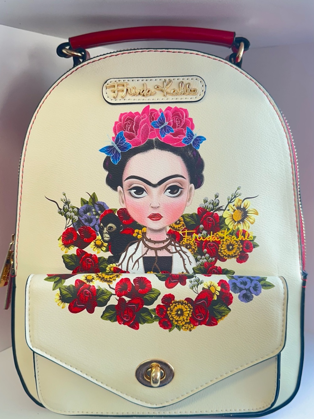 Cream Floral Backpack